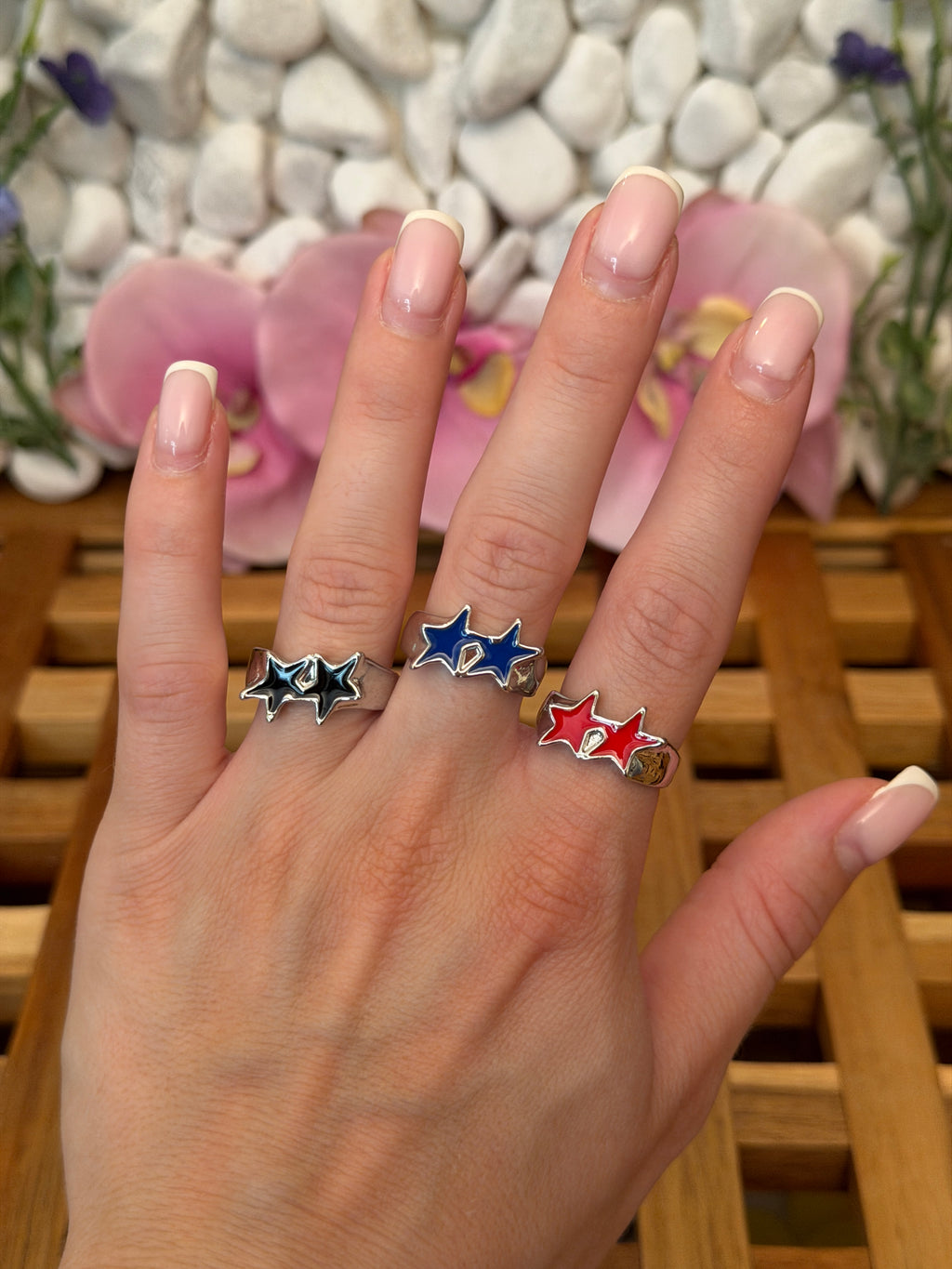 Silver star rings