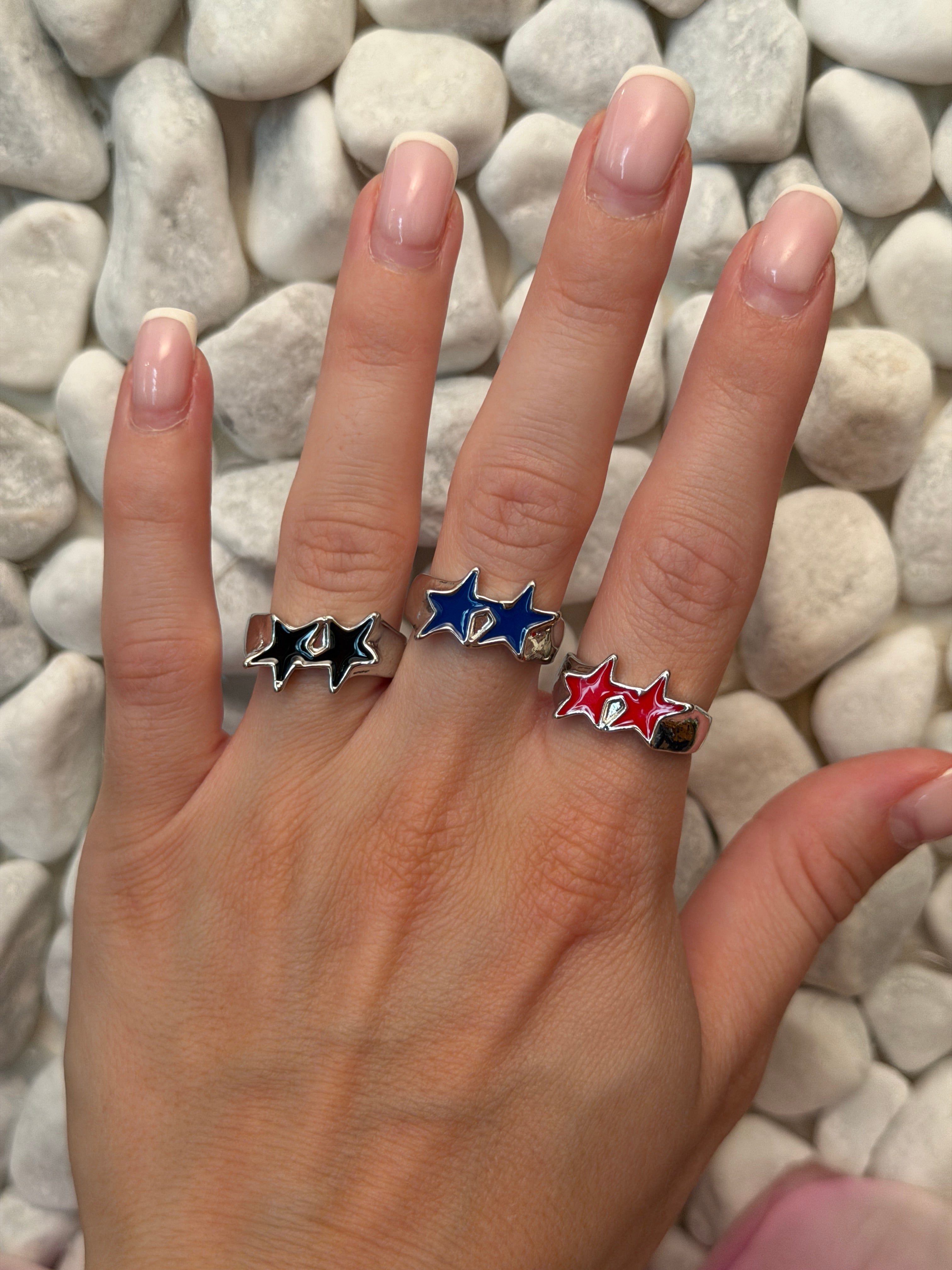 Silver star rings