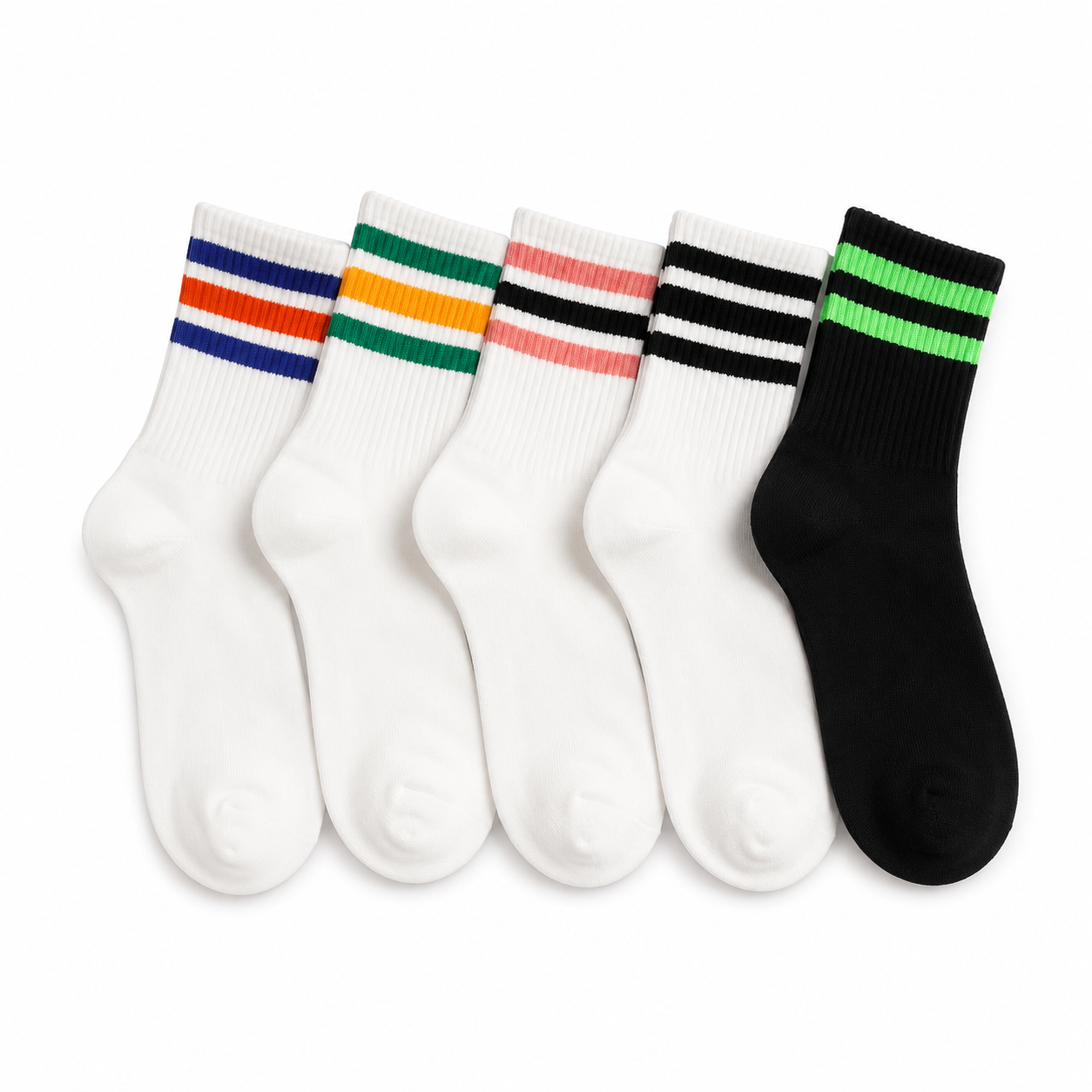 Retro Stripe Socks Set – 5 Pairs
